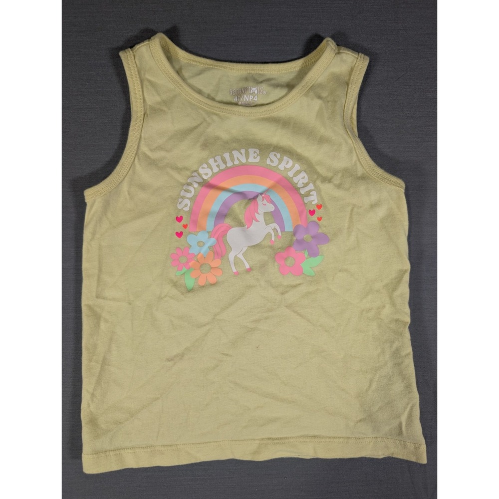 Garanimals Girls Yellow Sunshine Spirit Unicorn Rainbow Tank Top Size 4T